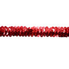 GZ003 OEKO Cekinowa taśma z czerwonymi koralikami i elastyczną wstążką